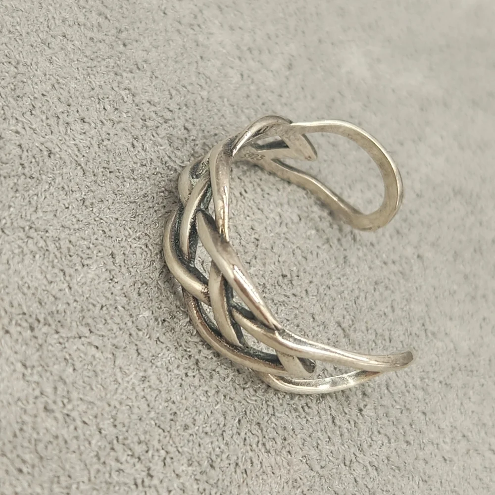 Celtic Knot Ring Men's 9.5 Sterling Silver 925 Woven Braided Lover's Unisex Half